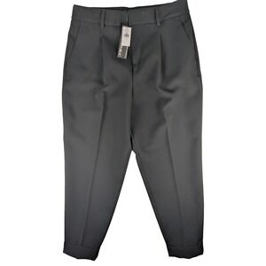 Banana Republic Martin Fit Cropped Pleated Trousers Black Size 6‎ NWT
